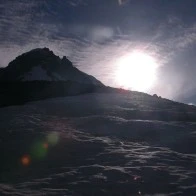 Sun Setting Over Mount Hood Snowfield