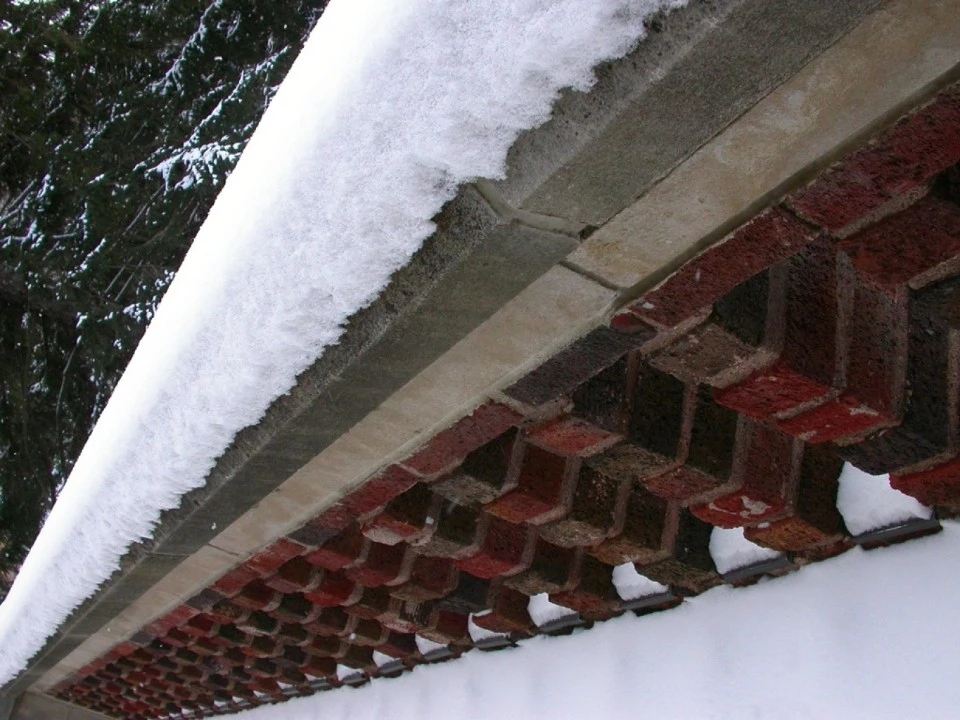 Brick, Snow, and Trees